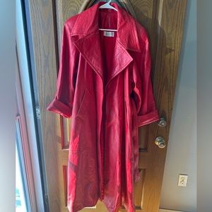 Stavros New York | Vintage Red Leather Maxi Trench Coat